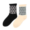 Женские носки со свободными манжетами, хлопковые носки, жаккардовые носки с цветком